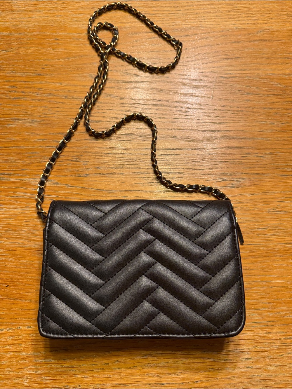 bebe Black Quilted Crossbody with Gold-Tone Chain - Picture 3 of 8